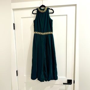 Janie and Jack Velvet Emerald Green Holiday Jumpsuit Size 8